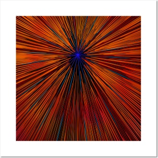 A colorful hyperdrive explosion - orange with blue highlights version Posters and Art